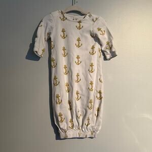 Kate Quinn Organic Cotton Elastic Sleep Bag, White with Gold Anchors, 0-3 Months